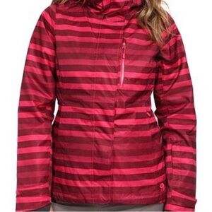 Mountain Hardwear Women's Red Pink Barnise Striped Snow Jacket XL